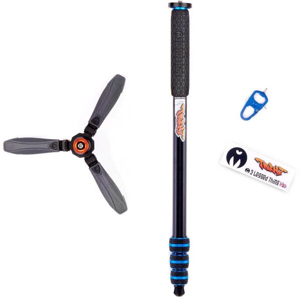 3 Legged Thing Trent 2.0 Einbeinstativ aus Aluminium  Blau mit Docz2 Fußstabilisator