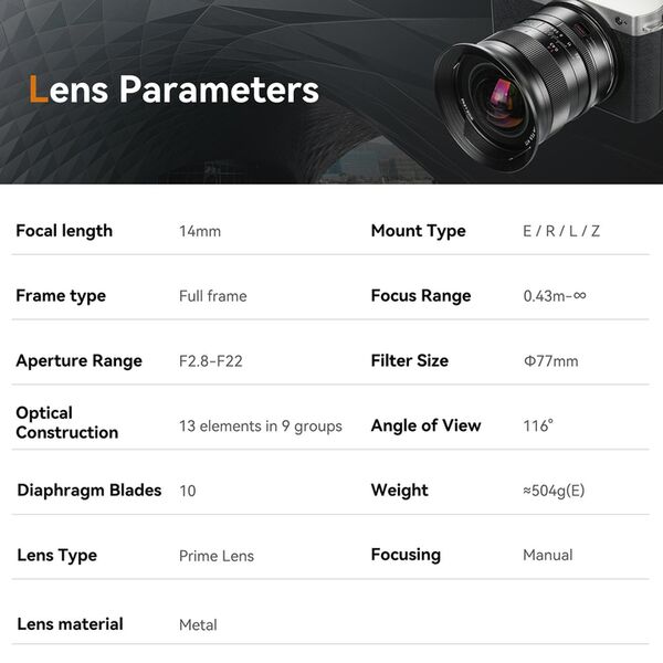 7Artisans 14mm f/2,8 Vollformat Objektiv  Canon RF