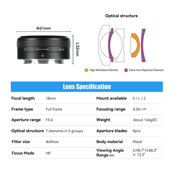 7Artisans 18mm f/5,6 FF  Nikon Z