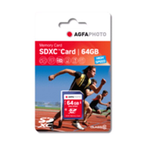 Agfaphoto 64 GB SDXC-Karte Class10 W 50MB/s, R 100MB/s 