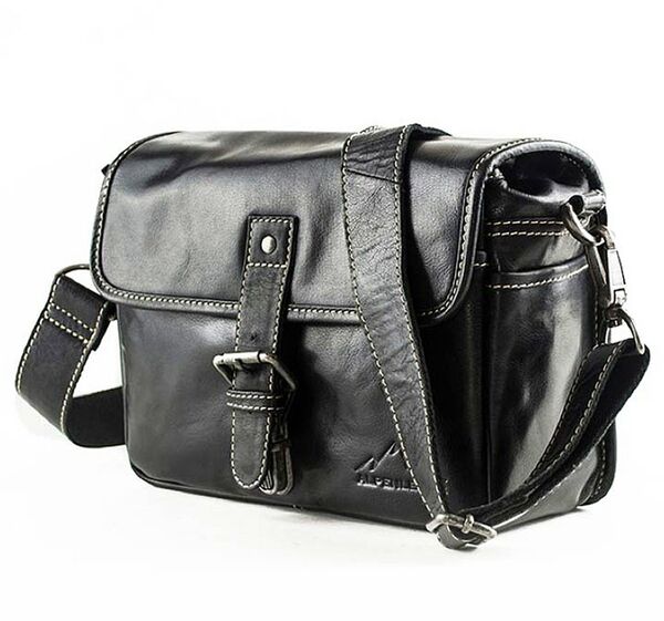 Alpenleder Kameratasche Presse  Ebenholz