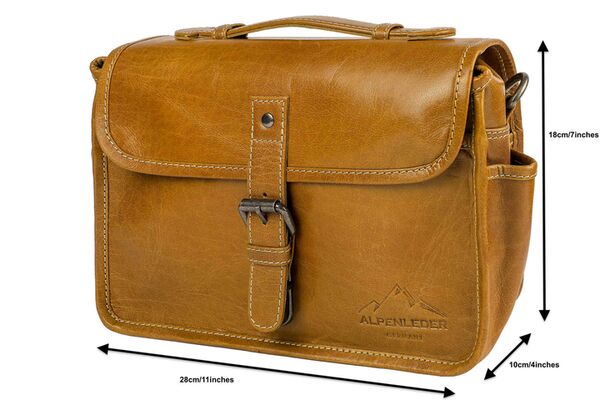 Alpenleder Kameratasche Presse  Cognac