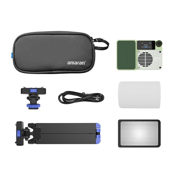 Amaran Ace 25 Kit Kameraleuchte+Grid+Mini-Stativ+Tasche  x Bi-Color LED grün