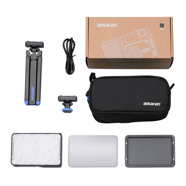 Amaran Ace 25 Kit Kameraleuchte+Grid+Mini-Stativ+Tasche  c RGBWW-LED  Charcoal 