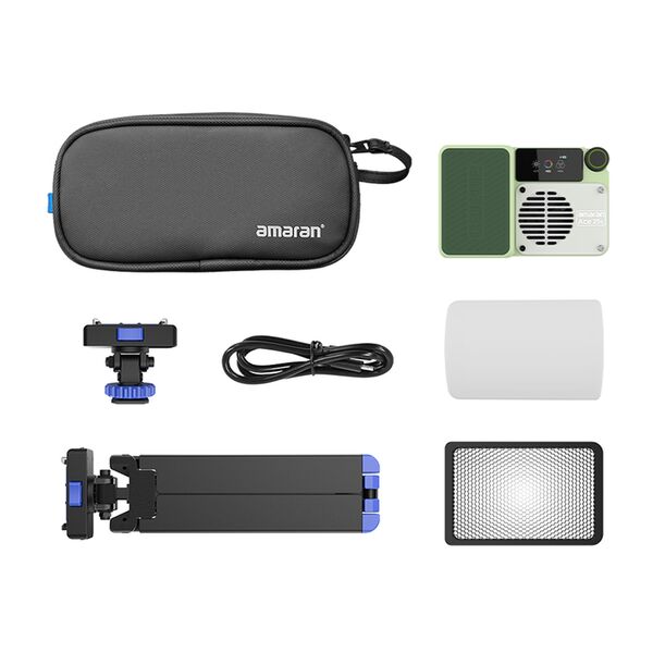 Amaran Ace 25 Kit Kameraleuchte+Grid+Mini-Stativ+Tasche  c RGBWW-LED  grün