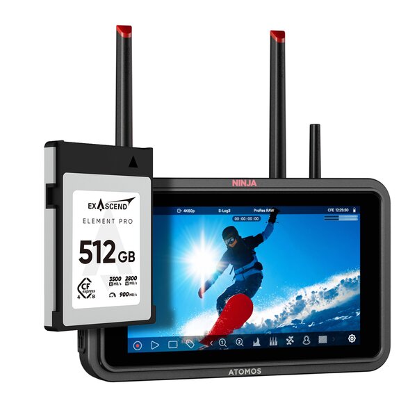 Atomos Ninja TX Element Pro Bundle HDR Monitor/Recorder + CFexpress 512GB 