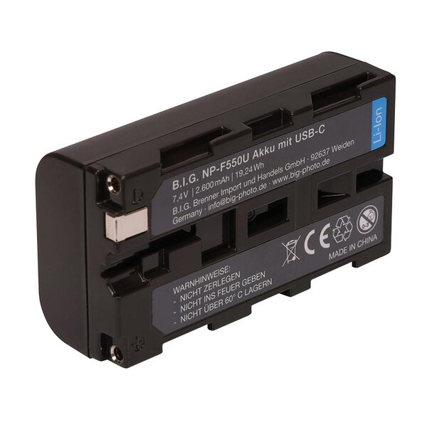 B.I.G. NP-F550U Akku mit USB-C Typ Sony NP-F550 