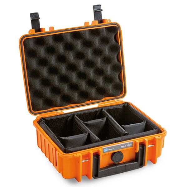 B&W Outdoor.cases Type 1000  mit Trennwand System (RPD) P orange