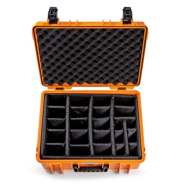 B&W Outdoor.cases type 6000  mit Trennwand System (RPD) orange