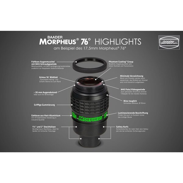 Baader Morpheus® 76° Okularsatz (Einsteiger) inkl. Koffer 