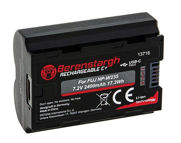 Berenstargh Akku Fuji NP-W235 2400mAh USB-C Input 
