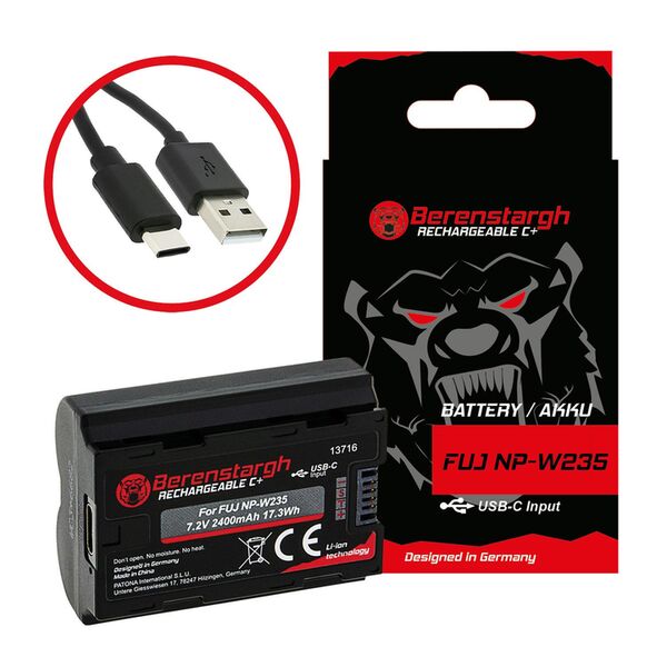 Berenstargh Akku Fuji NP-W235 2400mAh USB-C Input 