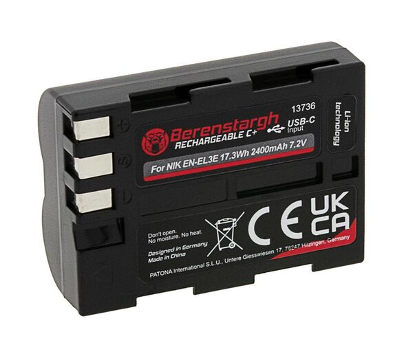 Berenstargh Akku Nikon EN-EL3E 2400mAh USB-C Input 