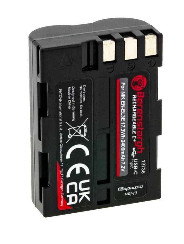 Berenstargh Akku Nikon EN-EL3E 2400mAh USB-C Input 
