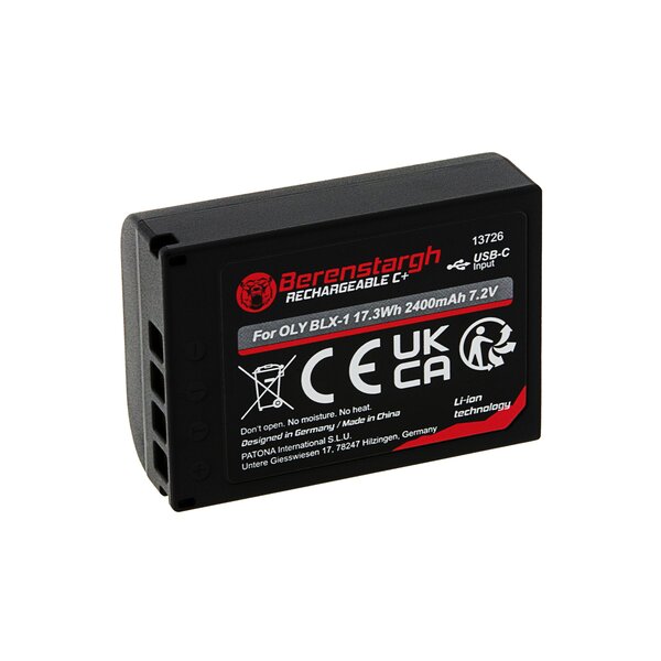Berenstargh Akku Olympus BLX-1 2400mAh USB-C Input 