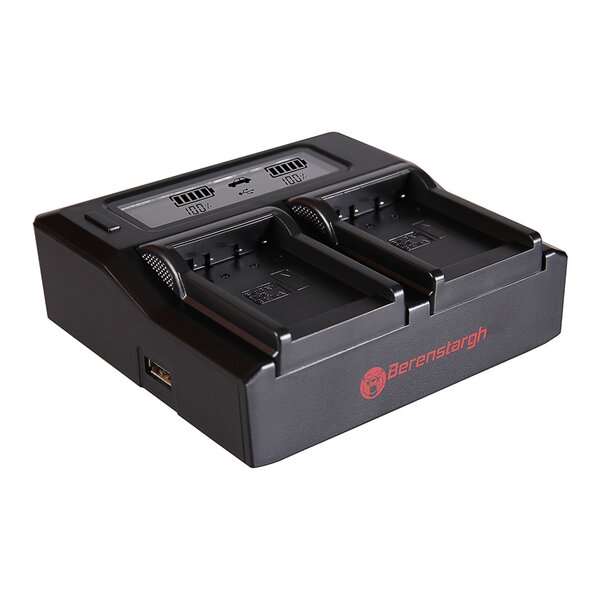 Berenstargh Dual LCD Ladegerät Actionpro X7 / ISAW A1 A2 A3 / BCH7E, 4.2V 