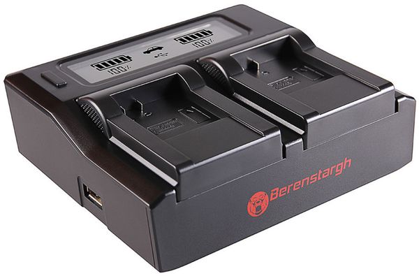 Berenstargh Dual LCD Ladegerät Sony NP-FM50/VW-VBD1/BN-V607U, 8.4V  NP-FM50/VW-VBD1/BN-V607U, 8.4V