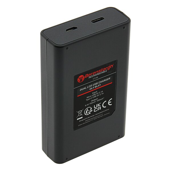 Berenstargh Dual LCD USB Ladegerät für Olympus BLX-1 OM-1 