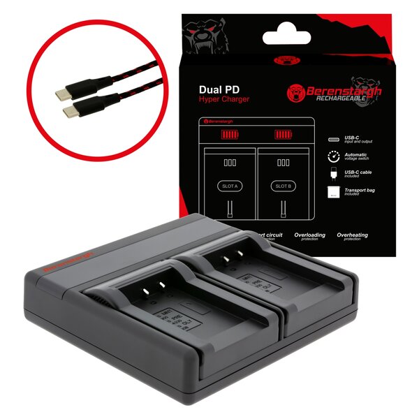 Berenstargh Dual PD Hyper Ladegerät / USB-C in/out  Minolta NP-900
