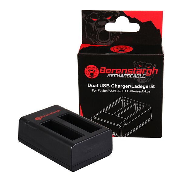 Berenstargh Dual USB Ladegerät f. Gopro Fusion, ASBBA-001 Akku 