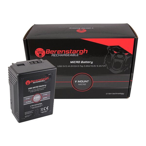 Berenstargh MICRO V95 V-Mount Akku mit 95Wh,6400mAh,14,8V,USB5V/2.4A 