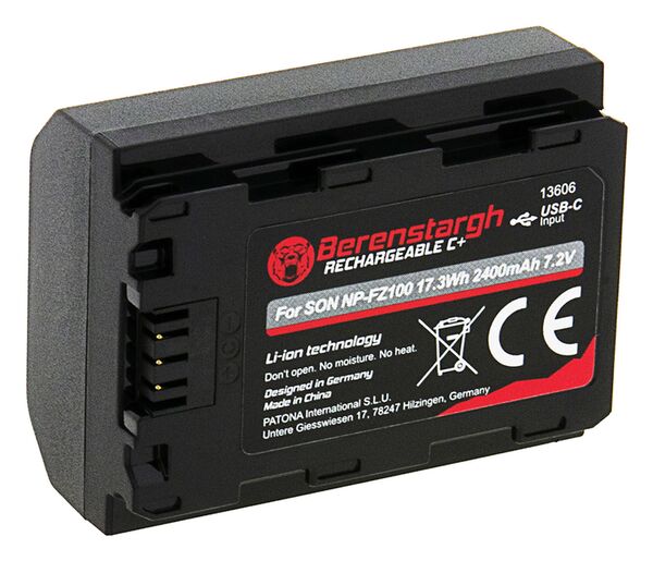 Berenstargh Akku Sony NP-FZ100 2400mAh USB-C Input 