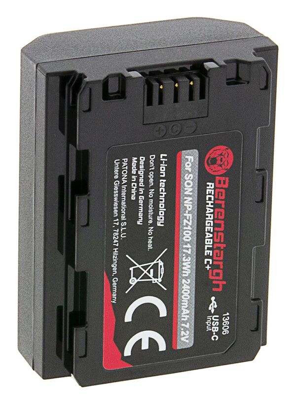 Berenstargh Akku Sony NP-FZ100 2400mAh USB-C Input 