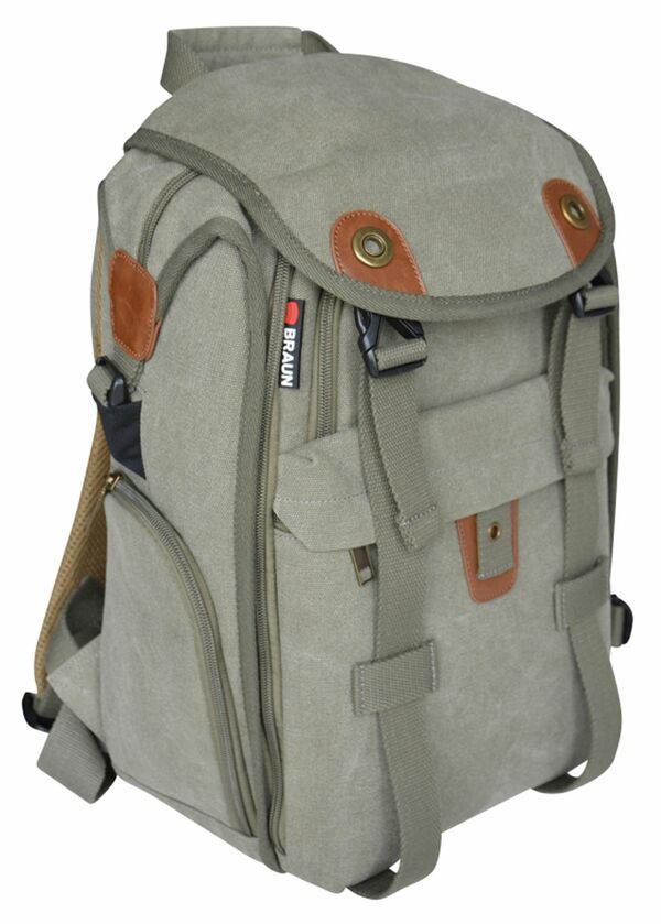 Braun Canvas Rucksack  grün