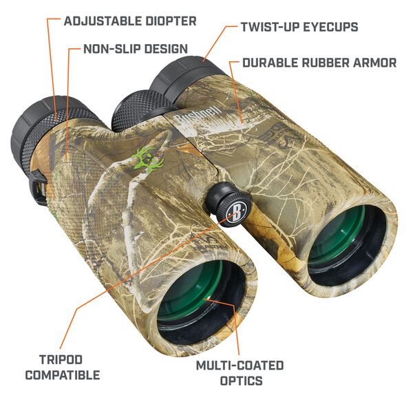 Bushnell Powerview 10x42 Realtree edge Bone collector, roof 