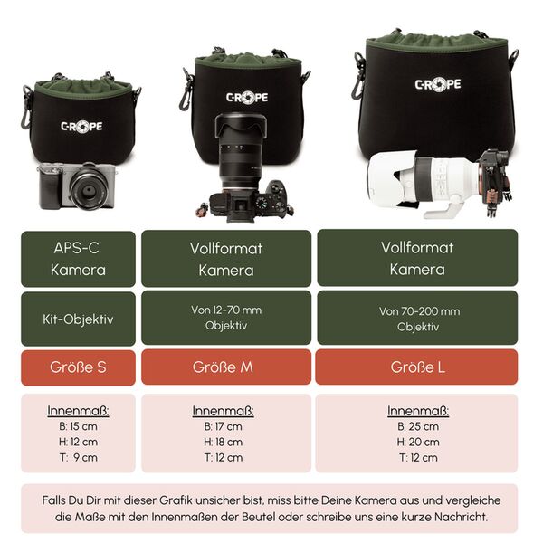 C-Rope Kamerabeutel V2 aus Neopren  S / M / L (3er Pack)