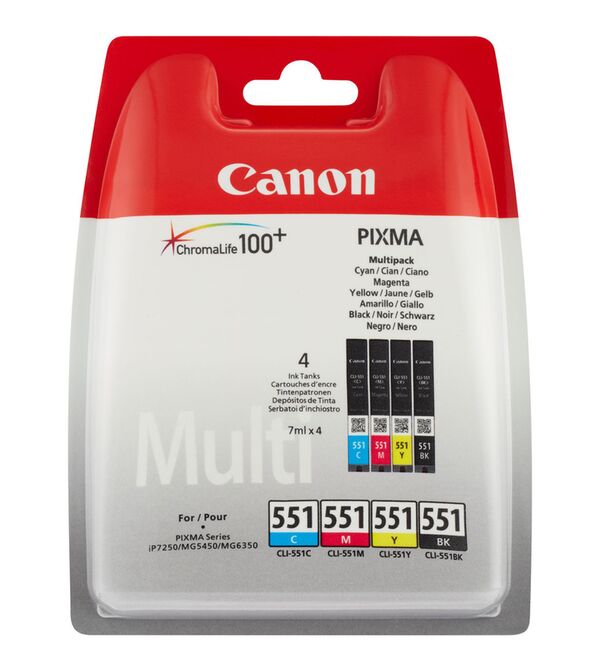 Canon CLI-551 Multipack 4x7ml cyan/ magenta/ yellow/ black Tinte 