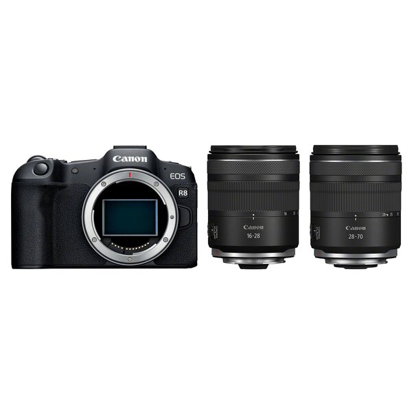 Canon EOS R8 Gehäuse + RF 16-28mm f/2,8 IS STM + RF 28-70mm f/2,8 IS STM 