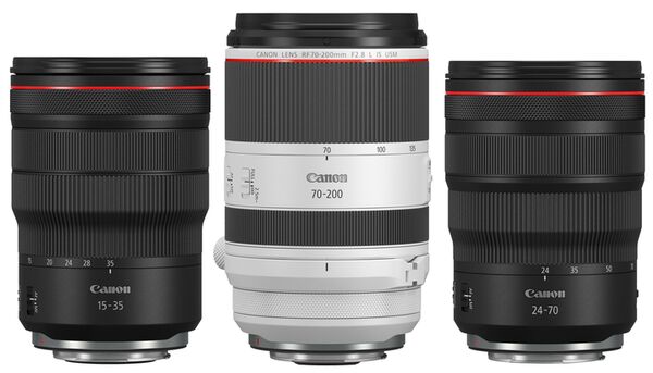 Canon Objektivset Trinity RF 15-35mm f/2,8 L IS USM + RF 24-70mm f/2,8 L IS USM + RF 70-200mm f/2,8 L IS USM 