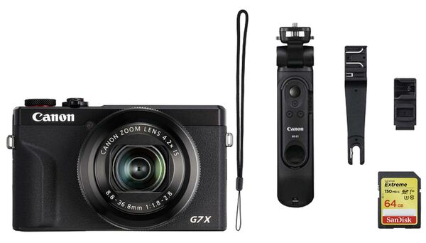 Canon Powershot G7X Mark III Vlogger Kit incl 64 GB SD-Karte  schwarz