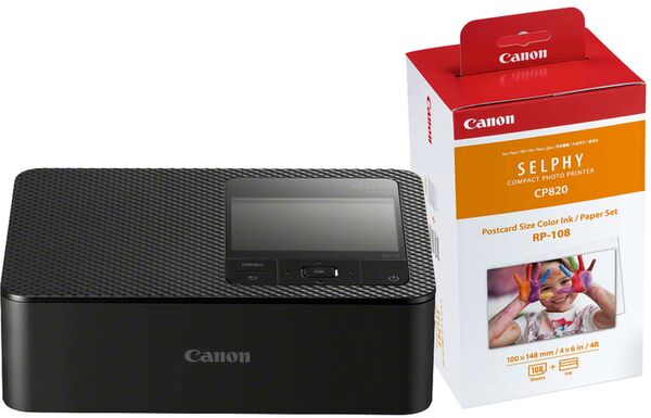 Canon Selphy CP1500 Drucker + Papier RP-108 10x15 (108 Blatt)  schwarz