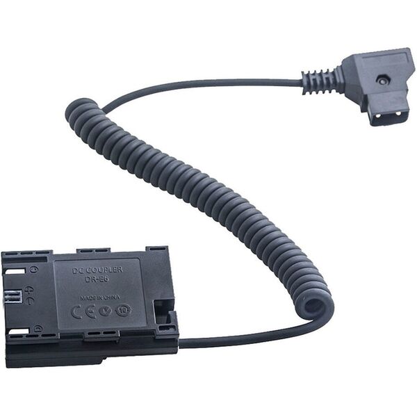 Caruba Canon LP-E6 Volldekodierung Dummy-Batterie +D-TAP B-Typ Anschluss (Spiralkabel) 