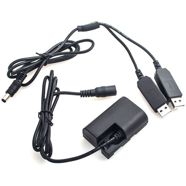 Caruba Canon LP-E6 Volldekodierung Dummy-Batterie + 5V 2A duales USB-Kabel 