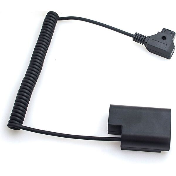 Caruba Panasonic DMW-DCC12 Volldecodierung Dummy-Batterie + D-TAP B-Typ Anschluss (Spiralkabel) 