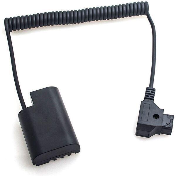 Caruba Panasonic DMW-DCC12 Volldecodierung Dummy-Batterie + D-TAP B-Typ Anschluss (Spiralkabel) 