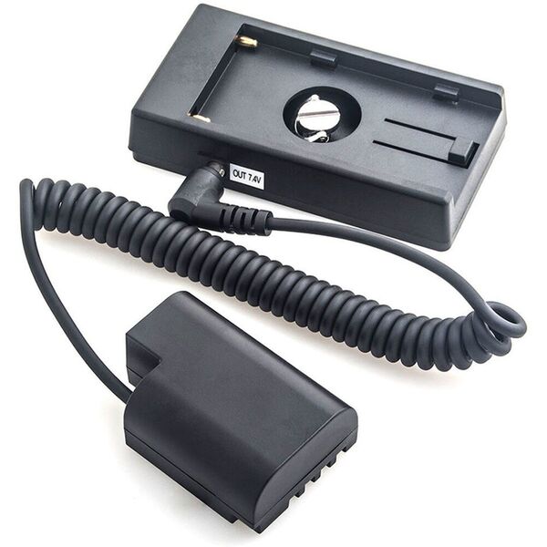 Caruba Panasonic DMW-DCC12 Volldecodierung Dummy-Batterie +F970 Batteriezwickel (Spiralkabel) 