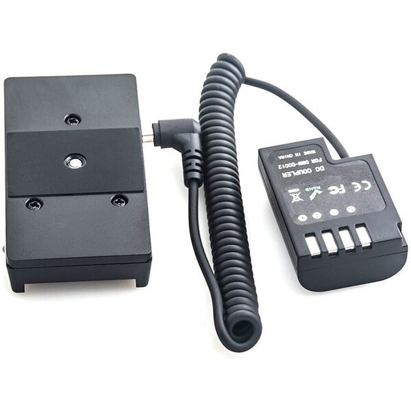 Caruba Panasonic DMW-DCC12 Volldecodierung Dummy-Batterie +F970 Batteriezwickel (Spiralkabel) 