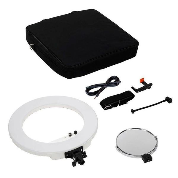 Caruba Ringleuchte Vlogger 18 Zoll LED-Set Economy mit Tasche  weiß
