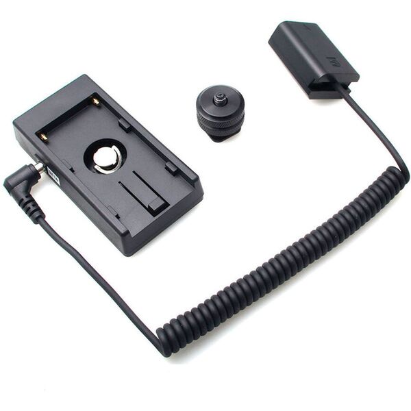 Caruba Sony NP-FW50 Volldecodierung Dummy-Batterie + F970 Batteriezwickel (Spiralkabel) 