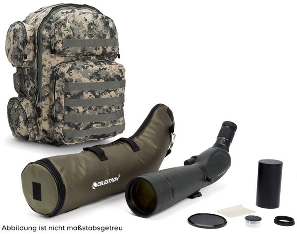 Celestron Trailseeker Spektiv 80mm, 45° Traveler Set inkl. Camouflage Rucksack 