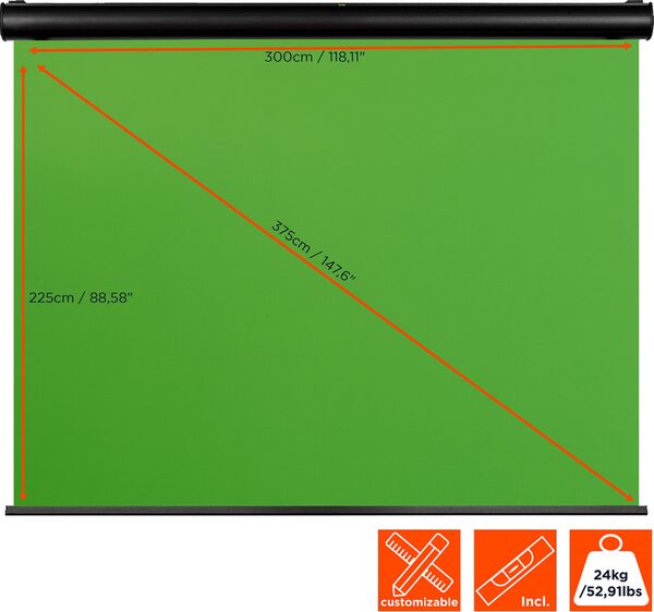 CELEXON Motor Chroma Key Green Screen  300 x 225 cm