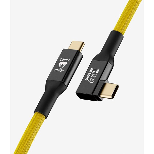 COBRAUNION USB-C Kabel 40G - Yellow Angled  0,3 m