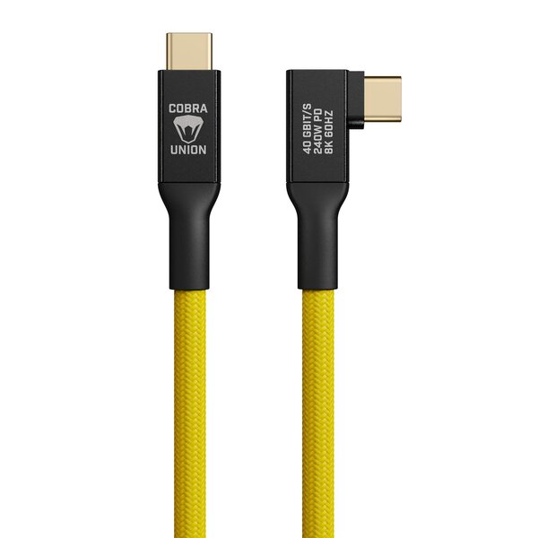 COBRAUNION USB-C Kabel 40G - Yellow Angled  0,3 m
