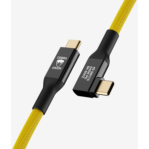 COBRAUNION USB-C Kabel 40G - Yellow Angled  1,2 m