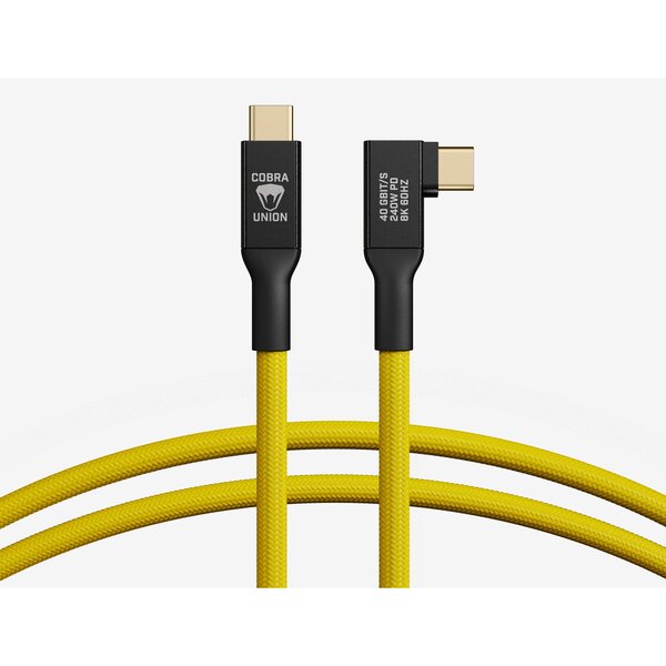 COBRAUNION USB-C Kabel 40G - Yellow Angled  1,2 m