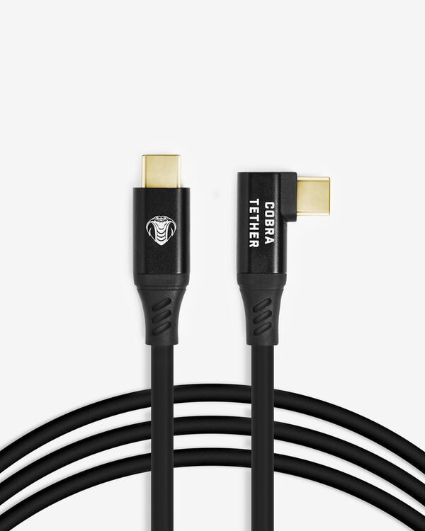 COBRAUNION USB-C Tether Kabel - 10M 5G  Gerade - 90° abgewinkelt schwarz